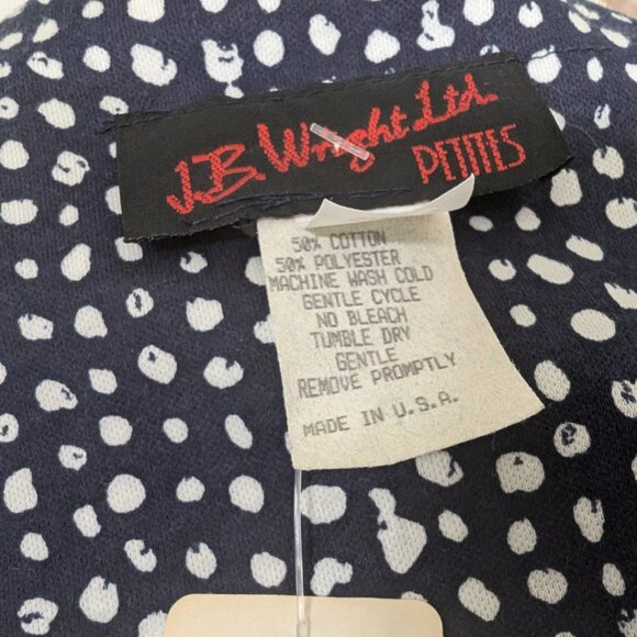 Vintage J.B. Wright Ltd Petites 80s Button Up Blue Polkadot Dress - Size 8 (NWT) - Picture 12 of 13